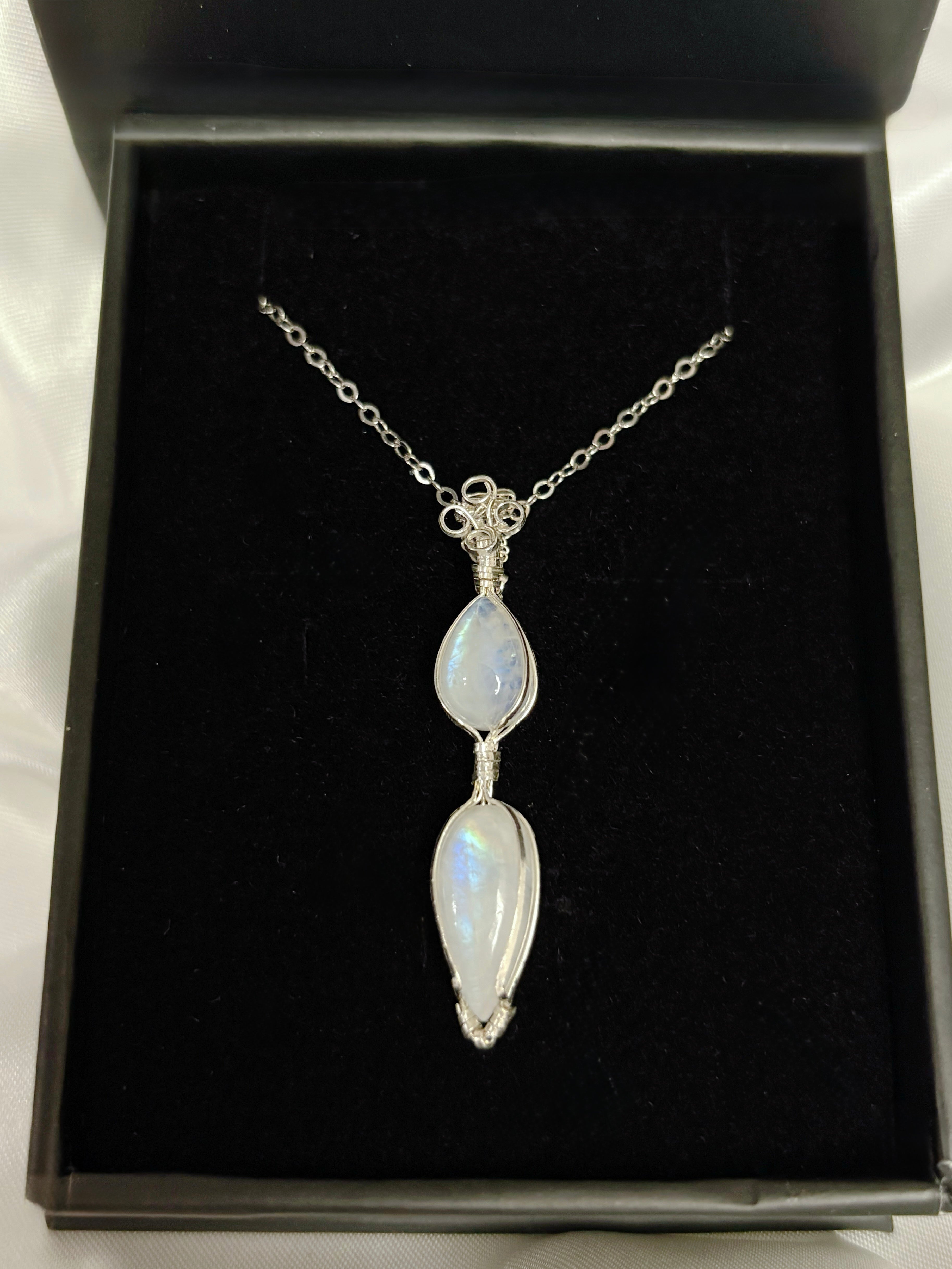 S925 Dual Moonstone Necklace – No.01