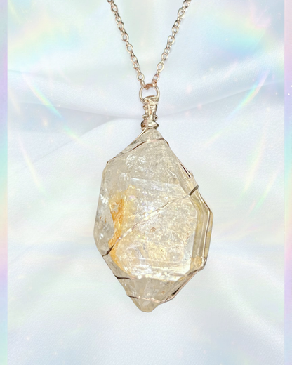 S925 Herkimer Diamond Necklace – No.01 (18K Rose Gold Plated)