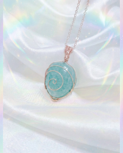 S925 Amazonite Necklace – No.01 (18K Rose Gold Plated)