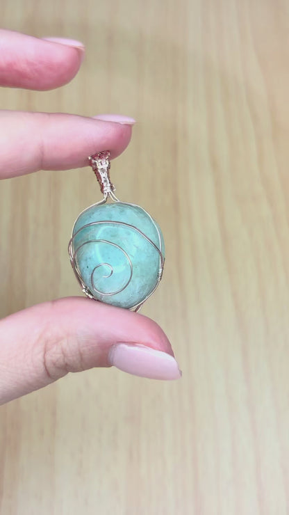 S925 Amazonite Necklace – No.01 (18K Rose Gold Plated)