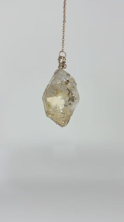 S925 Herkimer Diamond Necklace – No.01 (18K Rose Gold Plated)