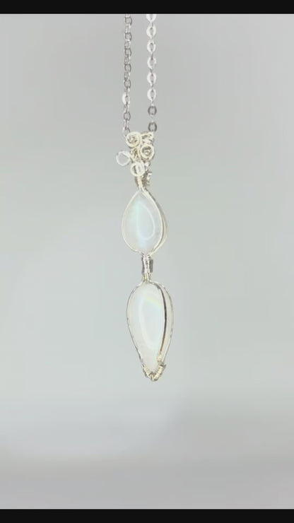 S925 Dual Moonstone Necklace – No.01